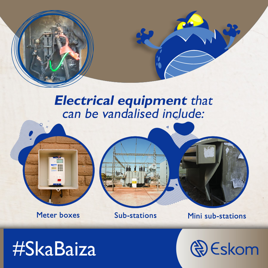 Eskom public-safety social creative explaining electrical equipment risks